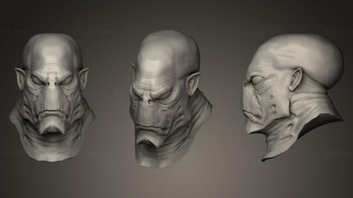 Бюсты монстры и герои (Голова существа в маске, BUSTH_0070) 3D модель для ЧПУ станка