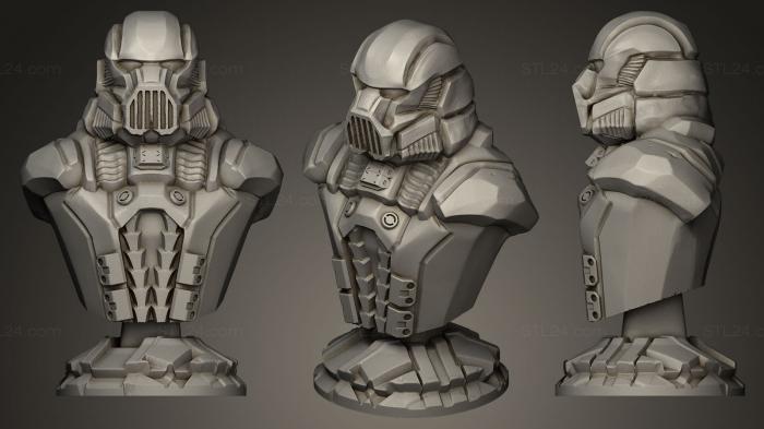Бюсты монстры и герои (Темный солдат из Мандалорца, BUSTH_0083) 3D модель для ЧПУ станка