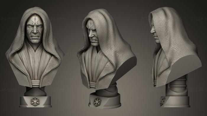 Busts of heroes and monsters (Darth Maul With Hood, BUSTH_0089) 3D models for cnc