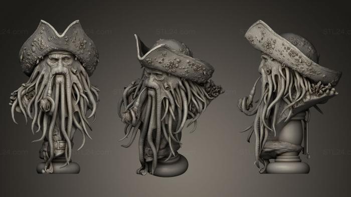 Busts of heroes and monsters (Davy Jones with heat, BUSTH_0093) 3D models for cnc