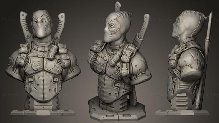 Busts of heroes and monsters (Deadpool scuare podium, BUSTH_0096) 3D models for cnc