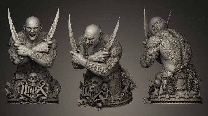 Busts of heroes and monsters (Drax with swords and logo, BUSTH_0119) 3D models for cnc
