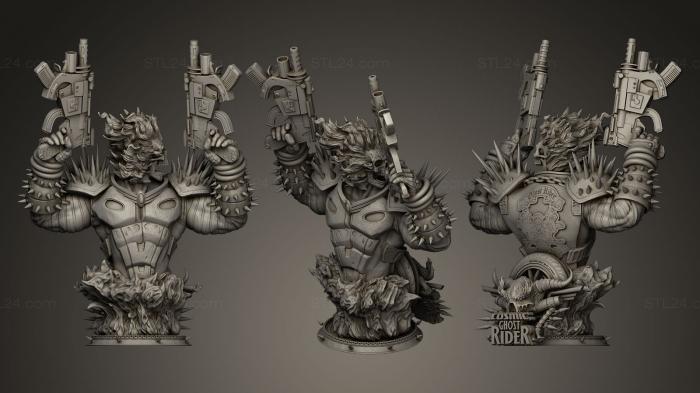 Busts of heroes and monsters (Ghost Rider with guns, BUSTH_0147) 3D models for cnc