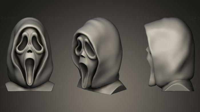 Бюсты монстры и герои (Призрачное лицо из Крика, BUSTH_0149) 3D модель для ЧПУ станка