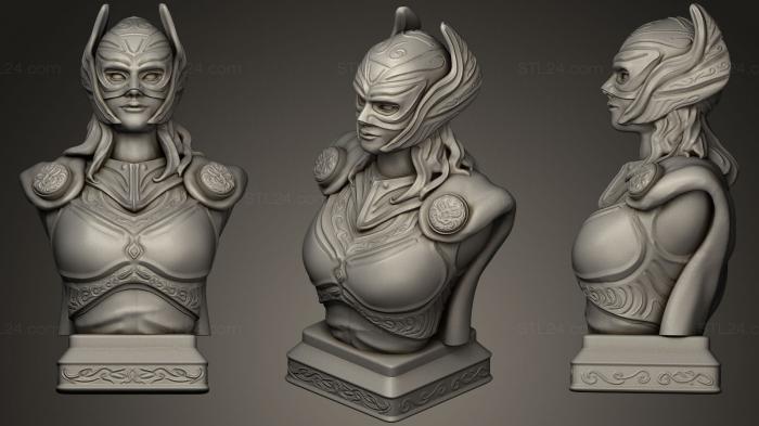 Бюсты монстры и герои (Леди Тор Джейн Фостер She Thor Мстители, BUSTH_0201) 3D модель для ЧПУ станка