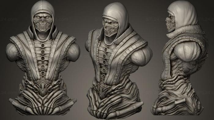Busts of heroes and monsters (Scorpion mortal kombat tsaber, BUSTH_0277) 3D models for cnc