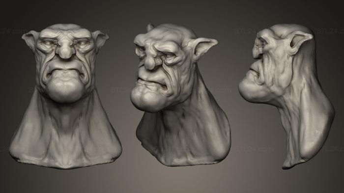 Бюсты монстры и герои (Голова тролля с длинной шеей, BUSTH_0311) 3D модель для ЧПУ станка