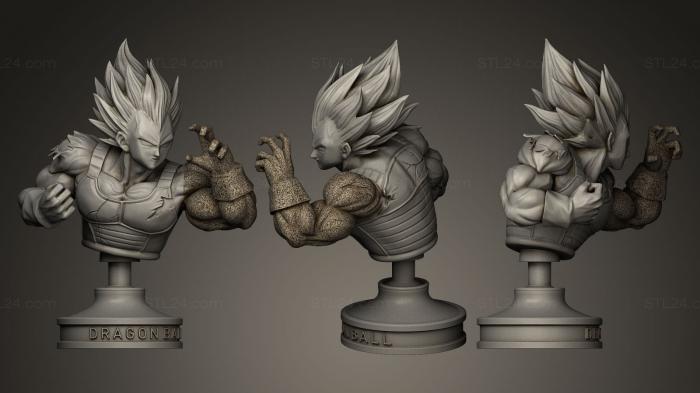 Бюсты монстры и герои (Вегета из Dragon Ball, BUSTH_0317) 3D модель для ЧПУ станка