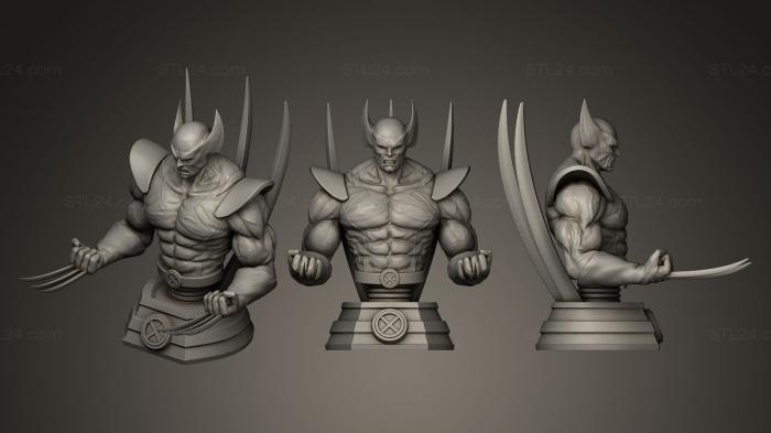 Busts of heroes and monsters (Wolverine with swords and knives, BUSTH_0329) 3D models for cnc