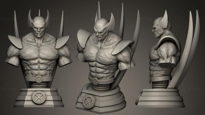 Бюсты монстры и герои (Росомаха с мечами, BUSTH_0330) 3D модель для ЧПУ станка