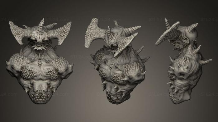 Бюсты монстры и герои (Существо монстр бюст, BUSTH_0347) 3D модель для ЧПУ станка