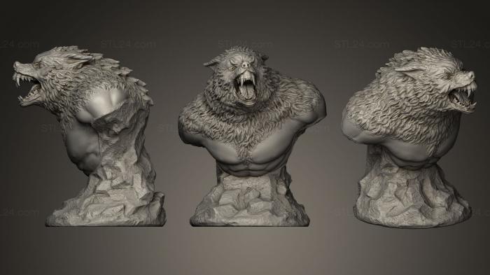 Lycaon Werewolf Miniature Bust for 3d ing