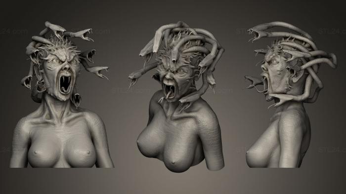 Busts of heroes and monsters (Medusa Gorgon Bust Sculpt, BUSTH_0368) 3D models for cnc