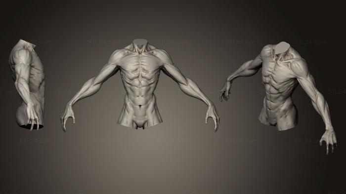 Busts of heroes and monsters (Creature Upper Body 1, BUSTH_0419) 3D models for cnc