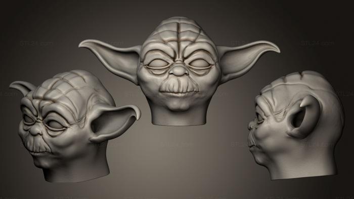 Бюсты монстры и герои (Голова Йоды из 	Звездных войн	, BUSTH_0447) 3D модель для ЧПУ станка