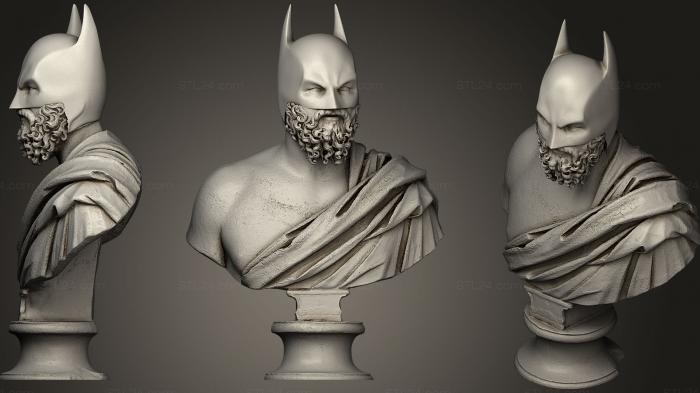 Бюсты монстры и герои (Греческая статуэтка Бэтмена и Росомахи1, BUSTH_0488) 3D модель для ЧПУ станка