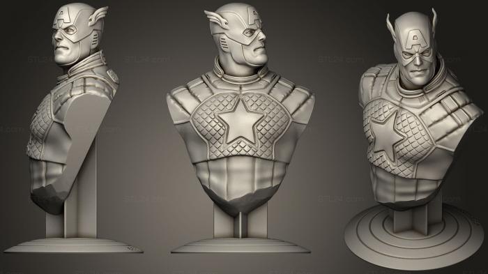 Busts of heroes and monsters (Captain America Bust (Fan Art), BUSTH_0510) 3D models for cnc