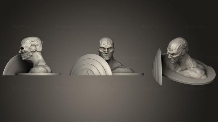 Busts of heroes and monsters (Captain America Bust, BUSTH_0511) 3D models for cnc