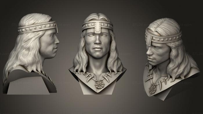 Busts of heroes and monsters (Conan The Barbarian Bust Remix (Fixed Necklace), BUSTH_0525) 3D models for cnc