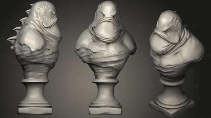 Бюсты монстры и герои (Скульптура Глубокого бюста Ктулху, BUSTH_0551) 3D модель для ЧПУ станка