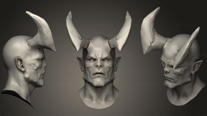 Бюсты монстры и герои (Скульптура Головы Демона 01, BUSTH_0565) 3D модель для ЧПУ станка