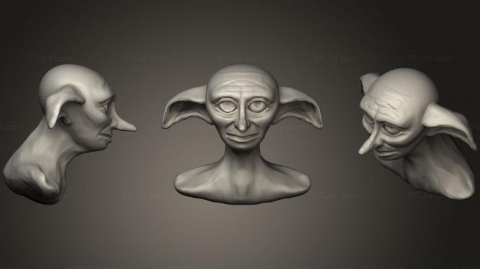 Бюсты монстры и герои (Добби (персонаж Гарри Поттера), BUSTH_0578) 3D модель для ЧПУ станка