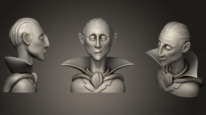 Бюсты монстры и герои (Бюст персонажа-вампира на Хэллоуин, BUSTH_0639) 3D модель для ЧПУ станка
