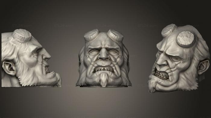Busts of heroes and monsters (Hellboy Refrigerator  Whiteboard Magnets, BUSTH_0654) 3D models for cnc
