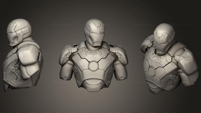 Busts of heroes and monsters (IRON MAN MARK XLIII Battle damaged bust, BUSTH_0676) 3D models for cnc