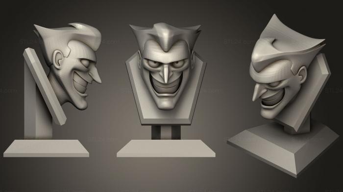 Busts of heroes and monsters (Joker Head. Mark Hamill Version, BUSTH_0684) 3D models for cnc