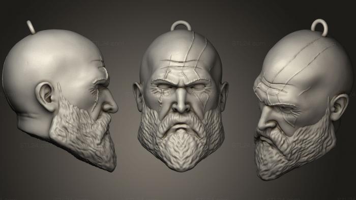 Busts of heroes and monsters (kratos keychain 3d printable, BUSTH_0690) 3D models for cnc
