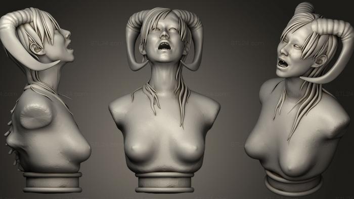 Busts of heroes and monsters (Succubus Bust Statue, BUSTH_0797) 3D models for cnc