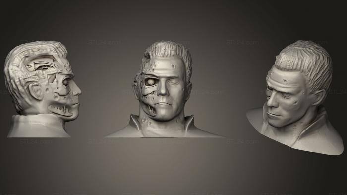 Busts of heroes and monsters (T 800 Damage Bust (28 Mb), BUSTH_0800) 3D models for cnc