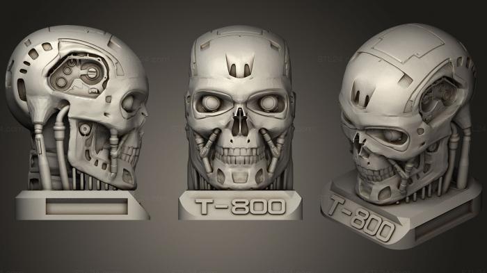 Busts of heroes and monsters (T800 Smooth Terminator Endoskull P Withbase (Not Exoskull), BUSTH_0802) 3D models for cnc