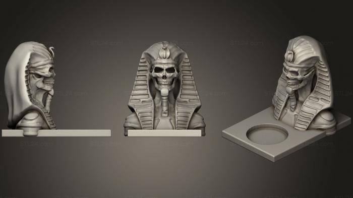 Busts of heroes and monsters (Undead Pharaoh Tealight Candle Holder, BUSTH_0839) 3D models for cnc