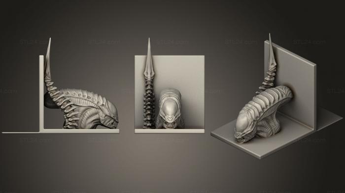 Busts of heroes and monsters (Xenomorph Bookend Right, BUSTH_0853) 3D models for cnc