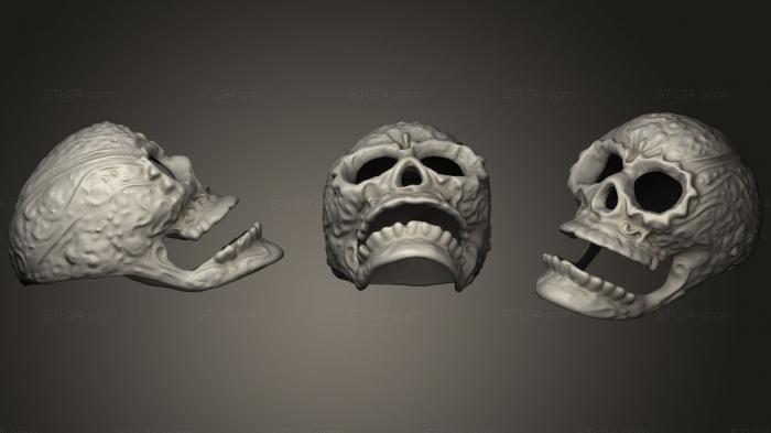 Busts of heroes and monsters (Metal skull with patterns, BUSTH_0907) 3D models for cnc
