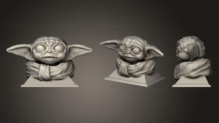 Busts of heroes and monsters (Baby Yoda Bust, BUSTH_0953) 3D models for cnc