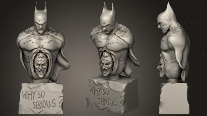 Бюсты монстры и герои (Бюст Бэтмена и Джокера, BUSTH_0967) 3D модель для ЧПУ станка