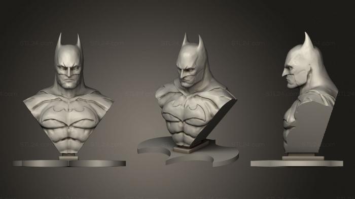 Бюсты монстры и герои (Бэтмен на плоском подиуме летучей мыши, BUSTH_0992) 3D модель для ЧПУ станка