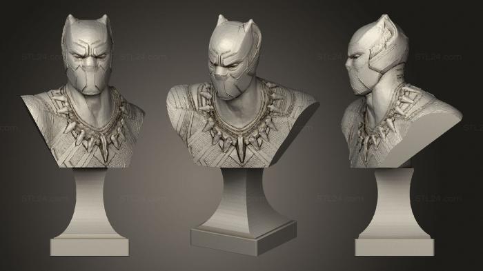 Бюсты монстры и герои (Бюст черной пантеры, BUSTH_1009) 3D модель для ЧПУ станка