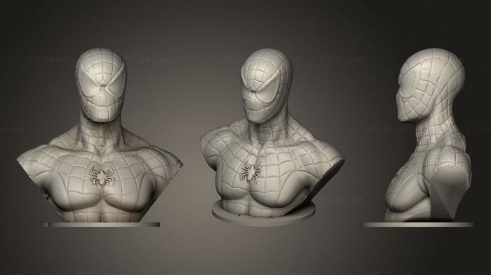 Busts of heroes and monsters (Black Spider Man, BUSTH_1010) 3D models for cnc