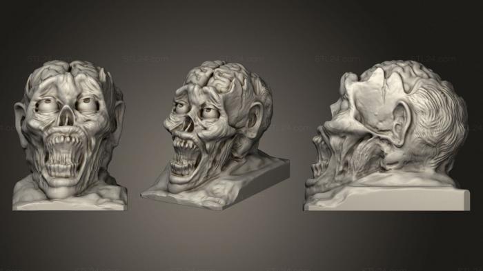 Busts of heroes and monsters (Brain Zombie!, BUSTH_1024) 3D models for cnc
