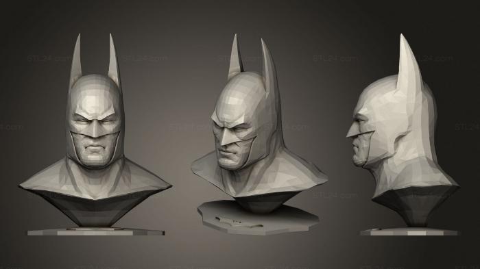Busts of heroes and monsters (Bust batman low, BUSTH_1035) 3D models for cnc