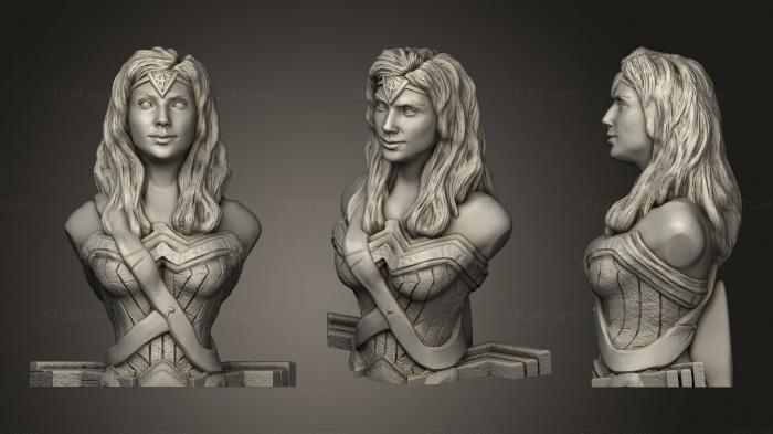 Busts of heroes and monsters (Busto Wonder Woman Bust, BUSTH_1062) 3D models for cnc