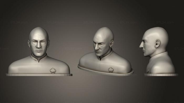 Бюсты монстры и герои (Капитан Жан Люк Пикар  Звездный путь, BUSTH_1073) 3D модель для ЧПУ станка