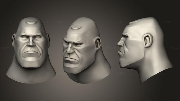 Busts of heroes and monsters (Cartoon Male Head Basemesh, BUSTH_1078) 3D models for cnc