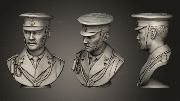 Бюсты монстры и герои (Офицер кавалерии Первой мировой войны Британский, BUSTH_1084) 3D модель для ЧПУ станка