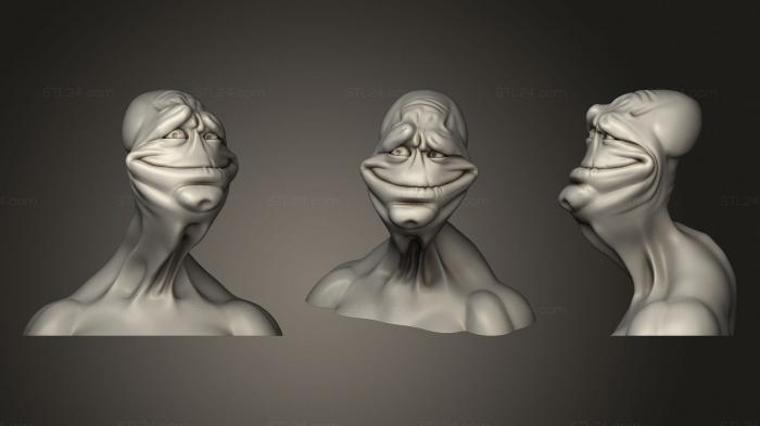 Busts of heroes and monsters (Clyde the Alien Bust, BUSTH_1100) 3D models for cnc