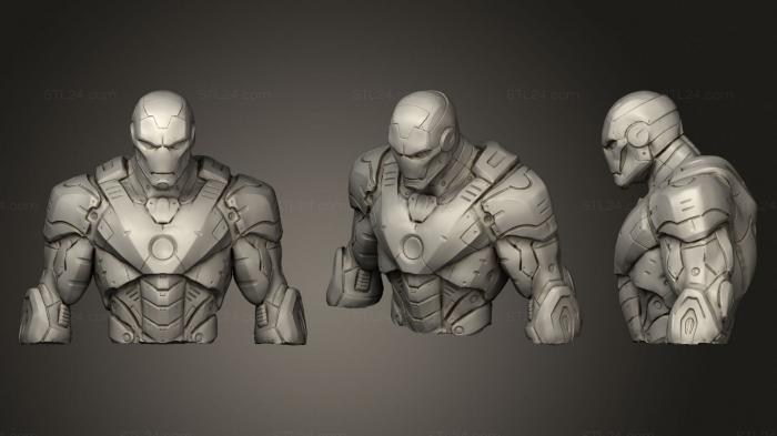 Бюсты монстры и герои (Д Оскарперез Арт Железный человек с высоким бюстом, BUSTH_1117) 3D модель для ЧПУ станка